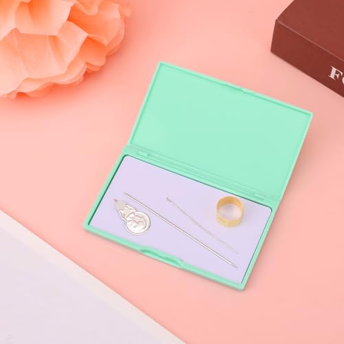 Gosknor Magnetic Needle Case, 11x6.5cm/4.33x2.56in Portable Rectangle Sewing Magnet Needle Storage Organizer Practical Sewing Pin Holder Box Minder for Small Metal Objects (Green)