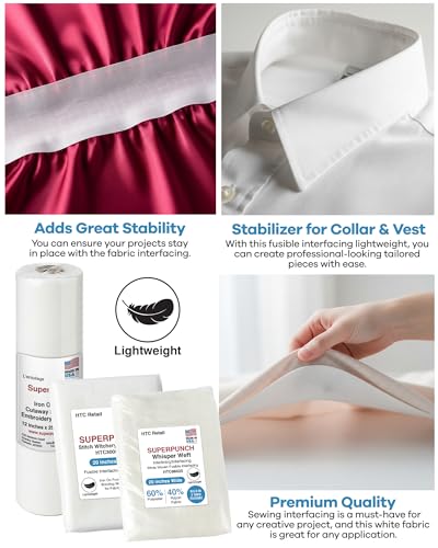 Superpunch Fusible Iron On No Show Mesh Stabilizer, White, 12 in x 25 yd - size: 12" x 25 yards roll