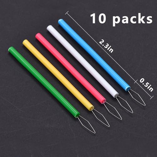 Set of 10 Needle Threaders Tool Cylindrical Handle for Hand Sewing Embroidery Cross Stitch Beading Threading DIY(Multicolor) - color: Multicolor