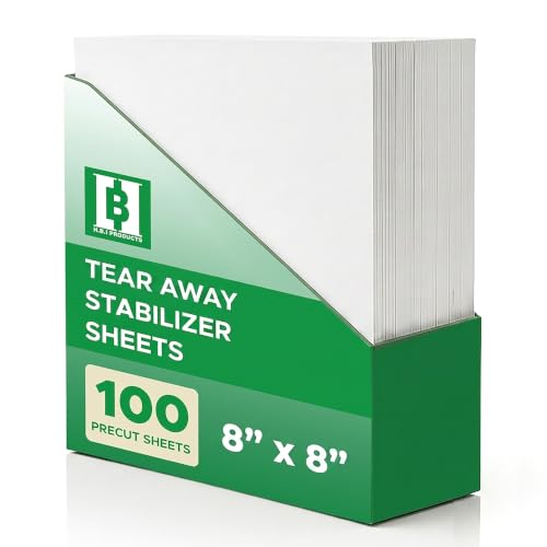 HBI Tear Away Embroidery Stabilizer Sheets, 8 x 8 in, 100 Pack - size: 8"x8" 100 Sheets