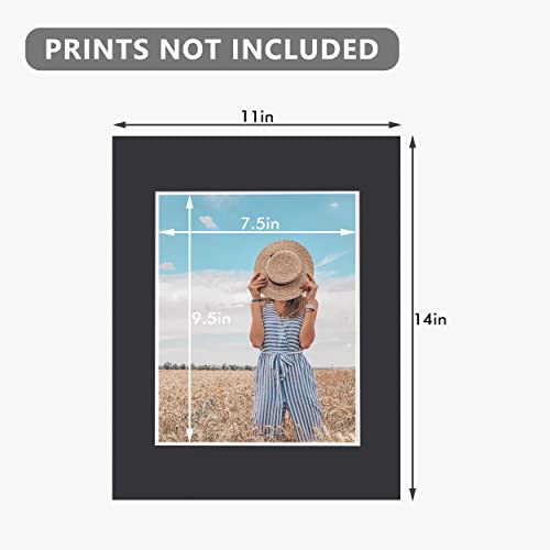 10 Pack Pre-Cut 11 x 14 Black Picture Mats for 8x10 Photos - size: 11x14 10pack black mat for 8x10
