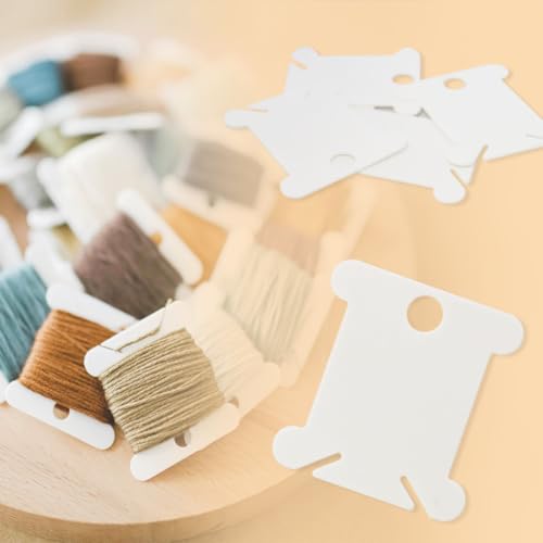 300 Pcs Plastic Embroidery Thread Cards, White Plastic Floss Bobbins