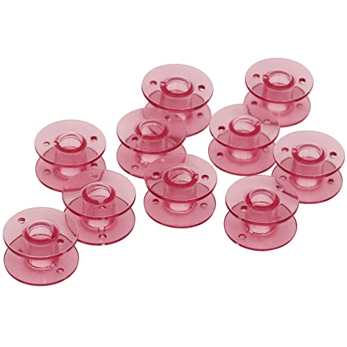 YEQIN 10 pcs Pink Class 15 (A Size) Plastic Bobbins #X52800150 for Brother Babylock Singer Juki Sewing Machines - color: Red