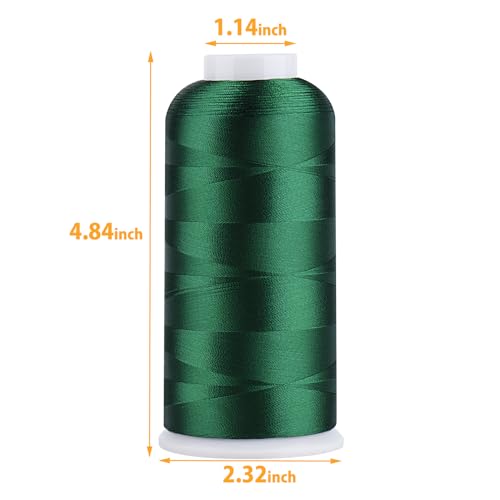 Simthread Rayon Embroidery Thread 5500 Yards Huge Spool, 40wt 100% Rayon Viscose for Commercial and Domestic Machines - Green 1103 - color: Green1103