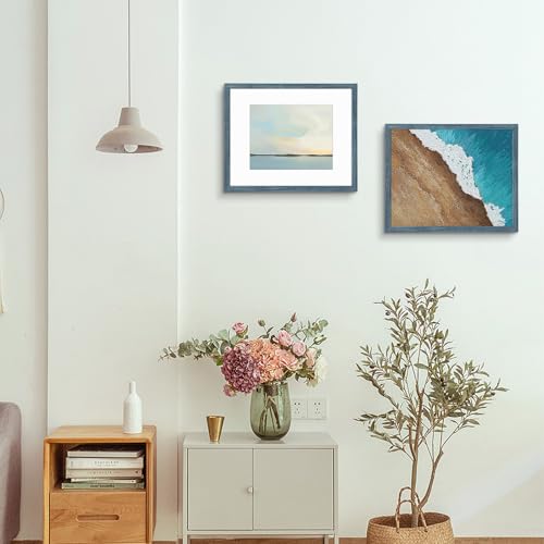 Golden State Art 16x20 Blue Picture Frame Mat for 11x14 Real Glass - color: Blue, size: 16x20