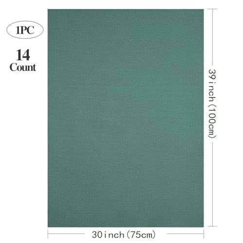 Aida Cloth 14 Count Cross Stitch Fabric Cross Stitch Aida Cloth for Embroidery and Needlework (Dark Green, 30 * 39inch) - color: Dark Green