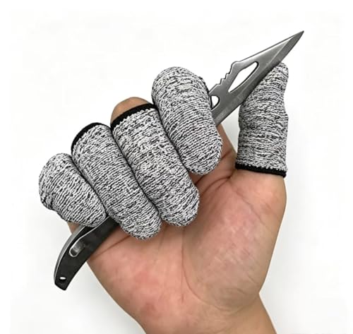 12 PCS Cut Resistant Finger Cots Protector Finger Sleeve Protectors Reusable Finger Guards Finger Covers Protection Cots for Kitchen,Work, Sculpture, Anti-Slip, Reusable,Gloves Life Extender