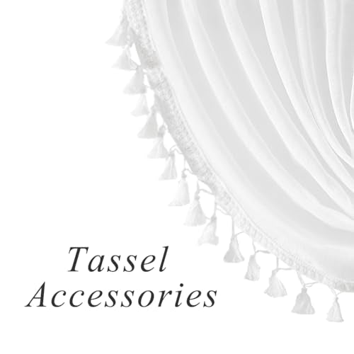 White Solid Waterfall Valance Curtain with Tassel Accessories, 56"x38"x1 - color: Snow White, size: 56"W x 38"L (Pack of 1)