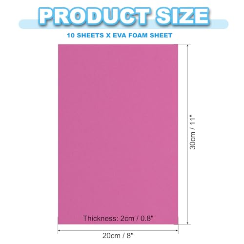PATIKIL EVA Foam Sheet 10Pcs 12x8 Inch 2mm Thick Rose Red - color: Rose Red