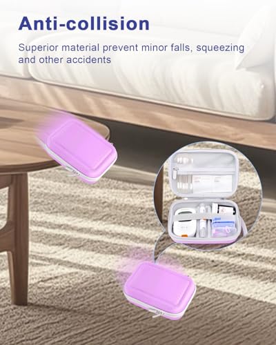 Diabetic Supplies Travel Case for Glucose Meter Diabetes Testing Kit-Violet - color: Violet