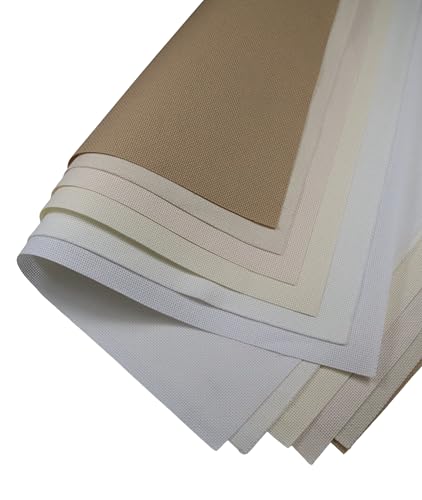 KCS 6 pc of 15" x 18" (38cmx45cm) Counted Cotton Aida Cloth Cross Stitch Fabric Rolled Box (18CT-D) - color: 18ct-d
