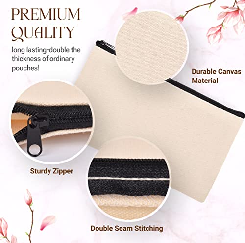40pcs Blank canvas Zipper Pouch Makeup Bags Bulk, Smooth Zipper Pencil Case - color: Beige, size: 8.3x4.7