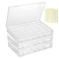 36-Grid Bead and Tackle Box Organizer, Adjustable Dividers, 3 Pack - color: Clear-3pack-108 Grids