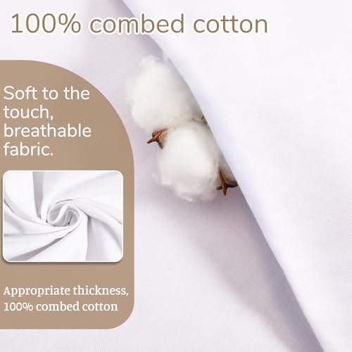 SHENLIU 10Yds White Cotton Fabric, Natural Cotton Poplin Fabric by The Yard