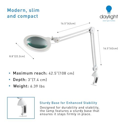 Magnifying Lamp XL - Clip On Magnifier Lamp for Nail Salons, Tattoo Artists, Reading & Detailed Work - Dimmable Mag Lamp - size: Mag Lamp XL