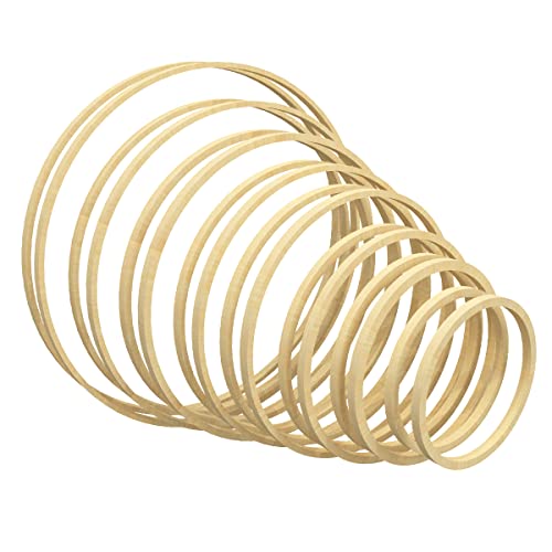 Worown 16 Pack Bamboo Floral Hoops, Multi-Size Wooden Wreath Rings for Making Wedding Decor and Wall Hanging Crafts (4, 5, 6, 7, 8, 9, 10 & 12 Inch) - size: 16Pcs (4/5/6/7/8/9/10/12 Inch)