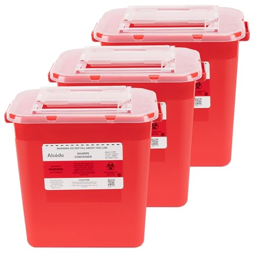 Alcedo Large Sharps Container 2 Gallon (3-Pack) Home & Professional Use