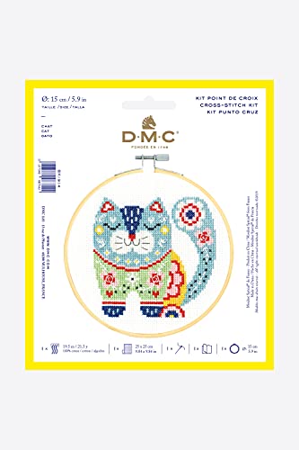DMC Stitch Kit 6" Diameter - Cat (14 Count)