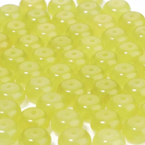 5x8mm 100Pcs Natural Green Lemon Jade Rondelle Beads for Jewelry Making Loose Spacer Abacus Disk Beads Gemstone for Bracelets Necklace DIY Crafts - color: Green Lemon Jade