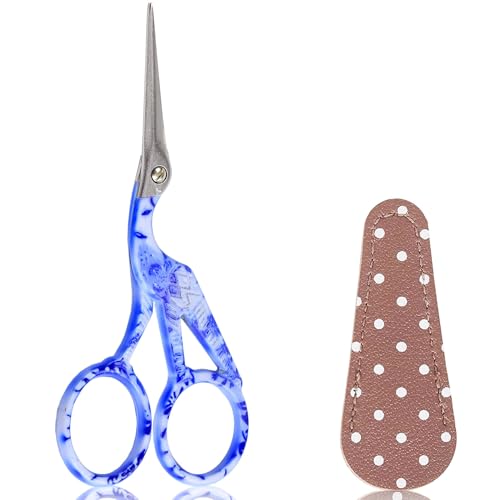 BIHRTC 4.5" Crochet Scissors Thread Snips with Protective Case - color: Celadon, size: 4.5inch