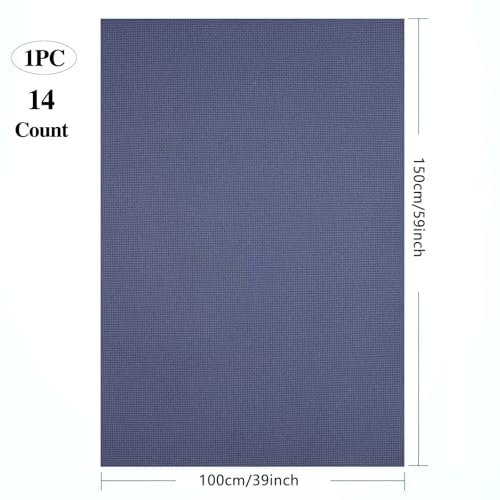 Zhenqing Premium Dark Blue Aida Cloth Cross Stitch Fabric - 14 Count, DarkBlue,39x59inch (100x150 cm) - Cotton for Embroidery & Needlework Projects - size: 39 * 59in