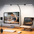 LED Desk Lamp for Office Home, 3 Light Bar Adjustable Desk Light with Clamp - color: Black