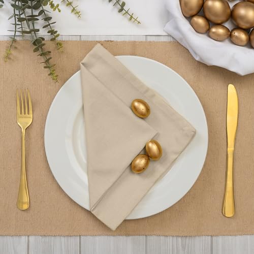 Blue Needles Solid Cloth Napkins 100% Cotton Set of 12-18 x 18 Inches - color: Beige, size: 18" x 18" (Set of 12)
