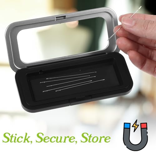 Magnetic Needle Case, Needle Case with Clear Acrylic Lid, Secure and Visible Sewing Pin Holder for Sewing, Quilting(Large)