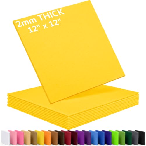 2mm Stiff Felt Sheets 12" X 12" (10 Pack, Bright Yellow) - color: Bright Yellow