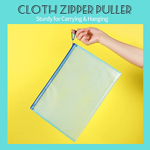 LEOBRO Mesh Zipper Pouch Bags, 13.2"x 9.2" Zipper Pouch, 4 pcs Mesh Bags, Storage Bags Pouch for Organization Toy Puzzles Board Game Travel, File Jackets & File Pockets