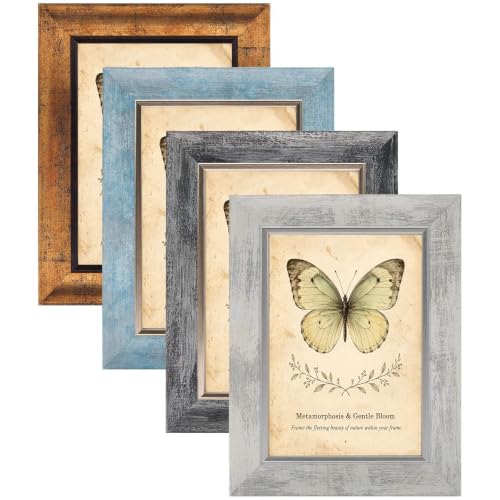 XUANLUO 5x7 Picture Frames Set of 4,Rustic Retro Photo Frame(Multicolor) - color: Multicolor-4pcs, size: 5 x 7 inch