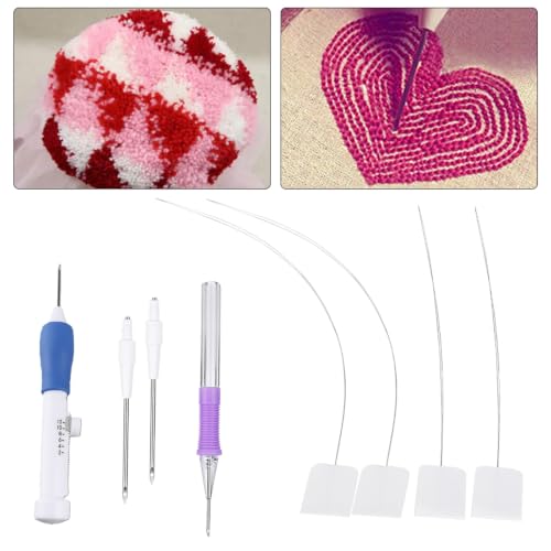 Magic Embroidery Pen Punch Needle Kit, Adjustable Rug Yarn Punch Needle Set, Sewing Needles Easy Threader Embroidery Tools