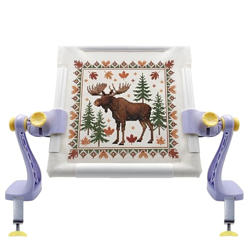 Monipair Embroidery Frame Stand Set for Hands-Free Needlework, Purple - color: Purple+Yellow