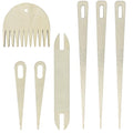 Wood Hand Loom Stick Set Wood Weaving Needle Crochet Tapestry Sewing Making Crafts Tools Tapestry Weaving Loom Tool Set No Burr Big Eye 7 Pieces Include Knitting Needles Shuttles Bobbin Stick Comb