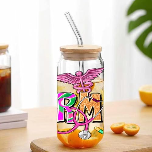 Nurse UV Transfer Sticker 5 Sheet Waterproof 3D Cup Wraps Stickers for 16OZ Glass Mug Rub On Transfer Furniture Craft DIY Crafts - style: Nurse-5PCS