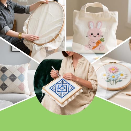 16 PCS Punch Needle Fabric Tufting Cloth 4 Different Sizes 5.9 to 11.8inch - size: 5.9 to 11.8 inch