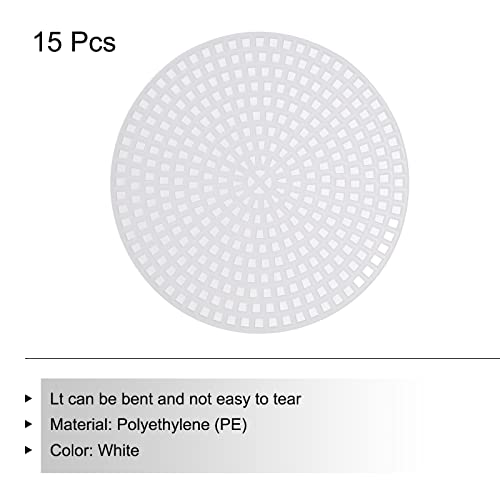 MECCANIXITY Plastic Mesh Canvas Sheet 7.7cm/ 3" White Round Blank Canvas for Embroidery Needlepoint, Knit Crochet Mesh, Pack of 15