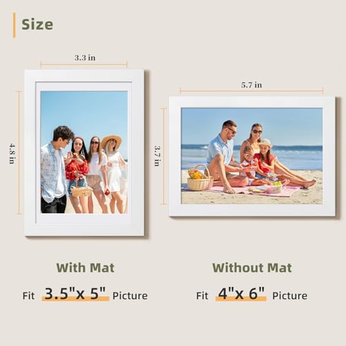 HappyHapi 4x6 Picture Frame Set of 5, Wall or Tabletop Display, White - color: White, size: 4x6