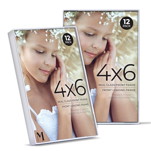 Mantello Picture Frames 4x6 Set of 12 - Small Picture Frame, Front Loading Frame Set - Wall Frames, White Picture Frames- 12 Pack, White - color: White, size: 4x6 - 12 Pack