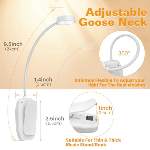 KTEBO 2 Pack Rechargeable Book Light Clip-On Reading Light for Books in Bed - color: Black & White