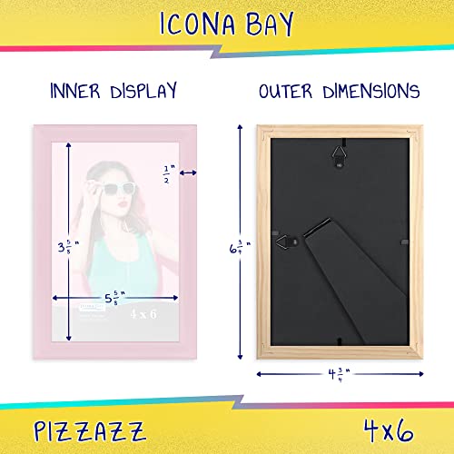 Icona Bay 4x6 Pastel Pink Picture Frame - Solid Wood, Pizzazz Collection - color: Pastel Pink, size: 4x6