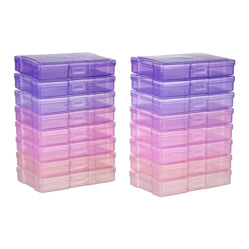 4" x 6" Plastic Photo Storage Case with 16 Inner Photo Boxes - color: Pink & Purple