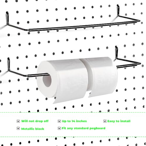 AccEncyc 6 Pack Pegboard Towel Holder Pegboard Hooks for Paper Towels, Kitchen Towels, Stickers, Tapes Great Peg Board Organizer Accessories for Workshop, Garage, Kitchen
