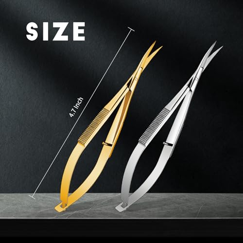 Shynai 2 Pieces 4.7 Inch Embroidery Scissors Curved, Gold, Silver - color: Gold, Silver