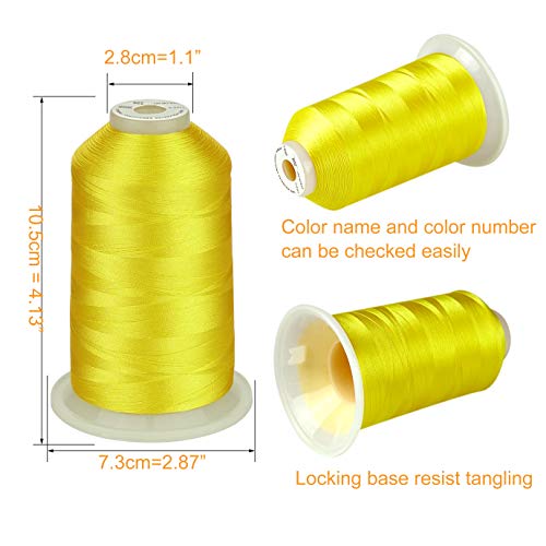 Simthread - 33 Selections - Various Assorted Color Packs of Polyester Embroidery Machine Thread Huge Spool 5500Y for All Sewing Embroidery Machines - 3 Differ Yellow - color: 3 Differ Yellow