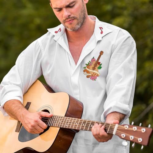BENECREAT 4 Sheets 76Pcs Music Water Soluble Embroidery Patterns, Guitar Hand Sewing Stabilizers Stick and Stitch Embroidery Paper for Embroidery Beginners, Shirts, Coats, Bags, Towels - color: Music