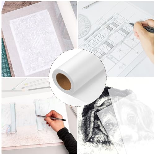 Tracing Paper Roll 17 in × 25 yd, White Translucent for Sewing, Drawing - size: 17in x 25yd