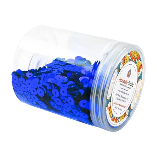 Mandala Crafts 6mm Flat Round Dark Blue Sequins for Sewing Embroidery - color: Dark Blue, size: 6mm Flat Sequins