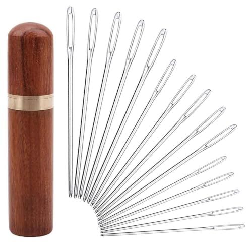 YKLbpd Large Eye Blunt Needles,15 Pieces Stainless Steel darning Needles for Yarn，Yarn Knitting Needles, Knitting and Crochet Supplies