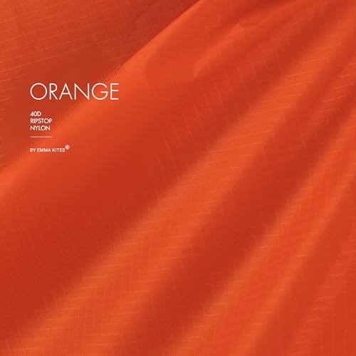 emma kites Orange Ripstop Nylon Fabric 40 Denier, Precut Piece 1-Yard: 60"x36", Ultra-Light Airtight Water Resistant Tear Proof, for Kite Flag Stuff Sack Bag Inflatable Windsock Pack Cover - color: #27 Orange, size: Precut 1-Yard